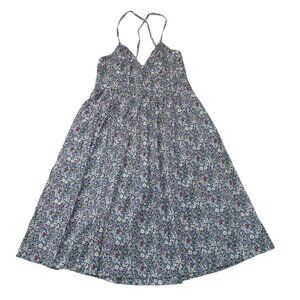 NWT J.Crew Spaghetti-strap Lace-up Back Dress in Navy Liberty June's Meadow 14
